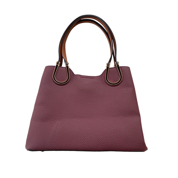 Medium Horseshoe Handbag Tote Bag with Removable Strap Purple faux leather Purse - Picture 1 of 13
